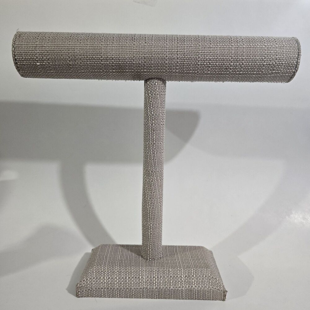 Jewlery Stand - Linen T Bar Tall Bracelet Necklace Organizer - Beige